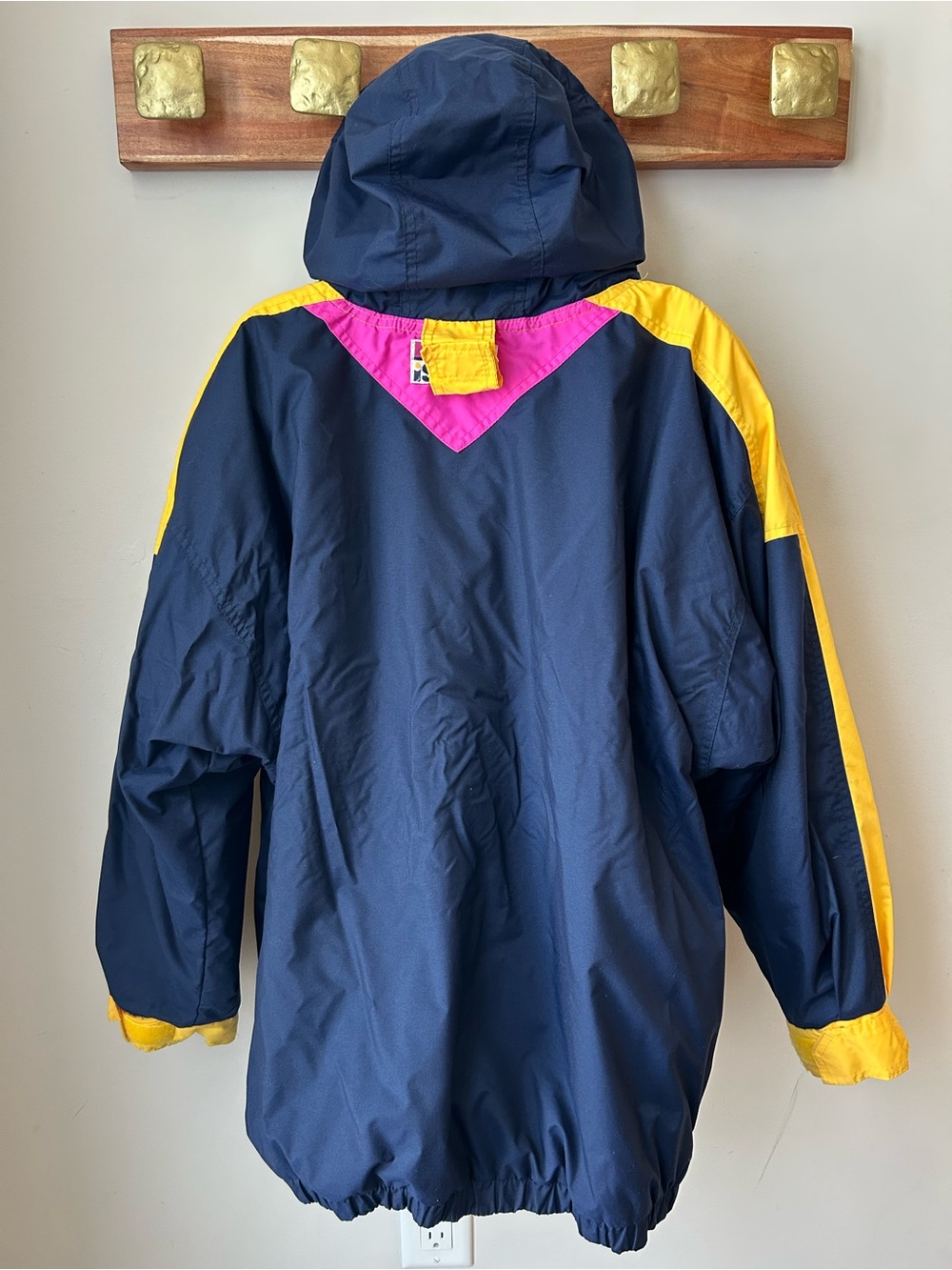 Vintage 90s Neon Colorblock Ski Jacket Retro Apres Ski Anorak Oversized - Picture 8 of 14